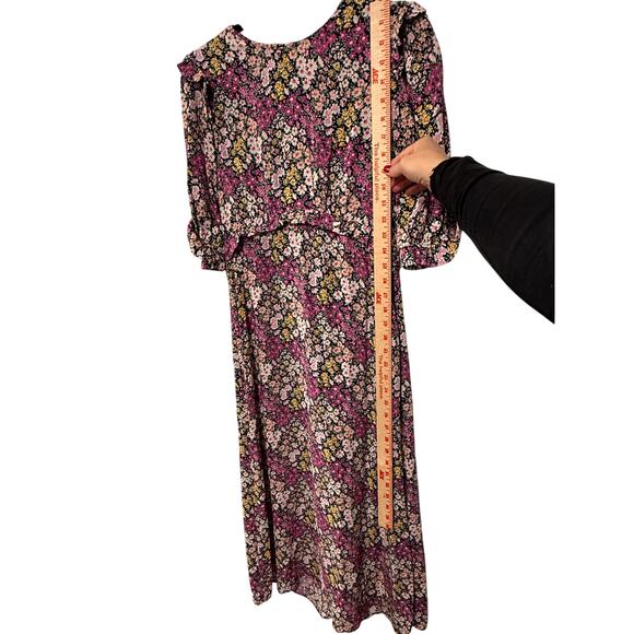 NEW! Nobody's Child US 4/UK 8 Puff Shoulder Liberty Floral Tea Dress Pink Black - Picture 10 of 10